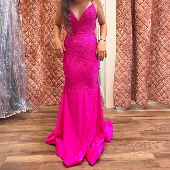 Sherri Hill Sparkling Fuchsia Gown - Picture 12 of 12
